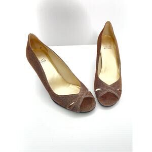 Stuart Weitzman Metallic Peep Toe Pumps – Color Shift Evening Heels Women’s 10